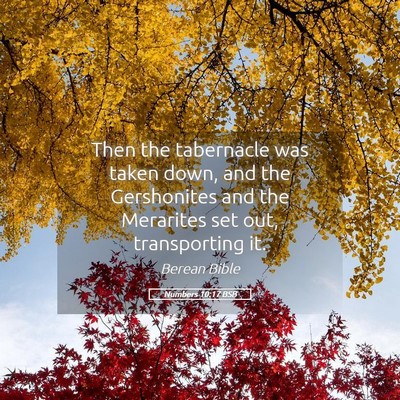 Picture 05 - Numbers 10:17 BSB - Then the tabernacle was taken down, and the - Bible Verse Picture