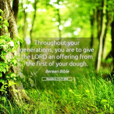 Picture 05 - Numbers 15:21 BSB - Throughout your generations, you are to give the - Bible Verse Picture