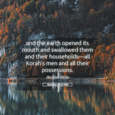 Picture 05 - Numbers 16:32 BSB - and the earth opened its mouth and swallowed them - Bible Verse Picture