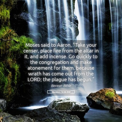 Picture 05 - Numbers 16:46 BSB - Moses said to Aaron, “Take your censer, place - Bible Verse Picture