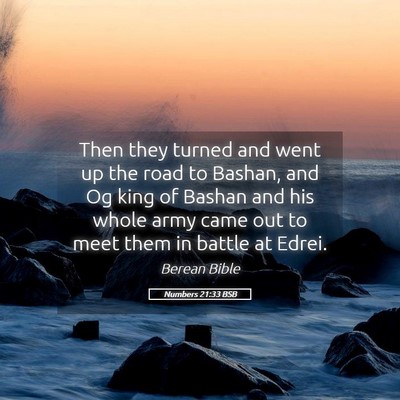 Picture 05 - Numbers 21:33 BSB - Then they turned and went up the road to Bashan, - Bible Verse Picture