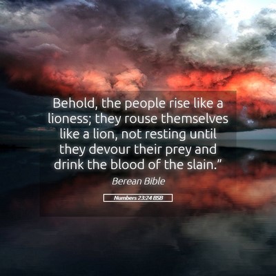 Picture 05 - Numbers 23:24 BSB - Behold, the people rise like a lioness; they - Bible Verse Picture