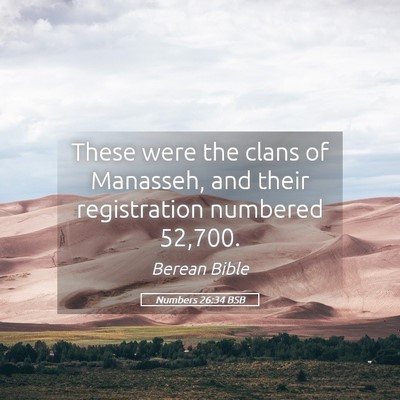 Picture 05 - Numbers 26:34 BSB - These were the clans of Manasseh, and their - Bible Verse Picture