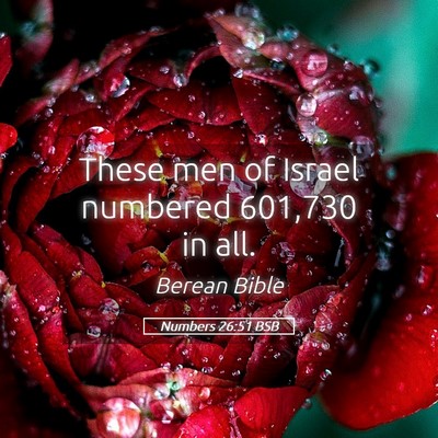 Picture 05 - Numbers 26:51 BSB - These men of Israel numbered 601,730 in - Bible Verse Picture