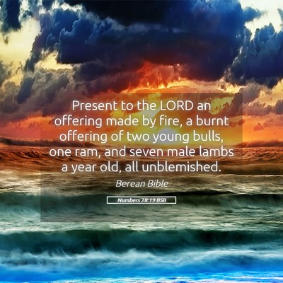 Picture 05 - Numbers 28:19 BSB - Present to the LORD an offering made by fire, a - Bible Verse Picture
