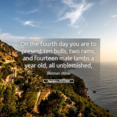 Picture 05 - Numbers 29:23 BSB - On the fourth day you are to present ten bulls, - Bible Verse Picture