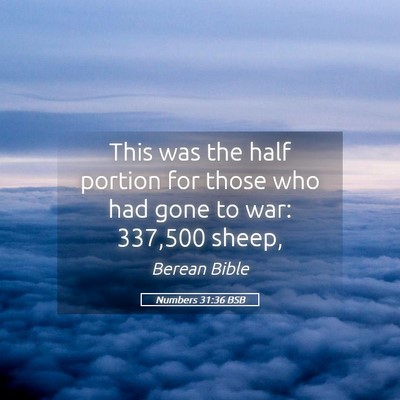 Picture 05 - Numbers 31:36 BSB - This was the half portion for those who had gone - Bible Verse Picture