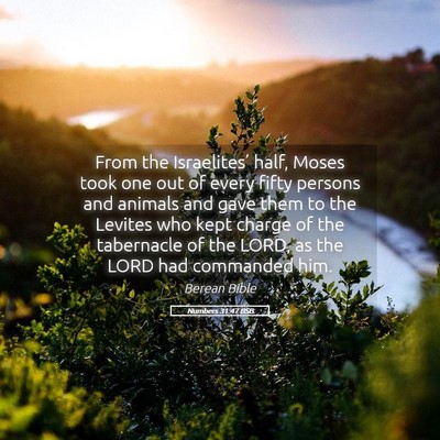 Picture 05 - Numbers 31:47 BSB - From the Israelites’ half, Moses took one out - Bible Verse Picture