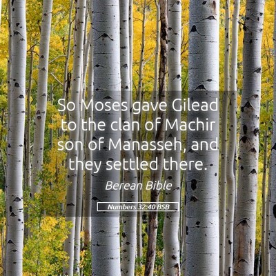 Picture 05 - Numbers 32:40 BSB - So Moses gave Gilead to the clan of Machir son of - Bible Verse Picture