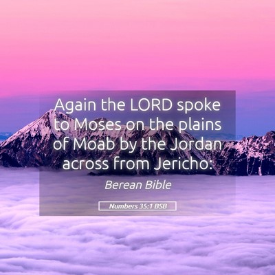 Picture 05 - Numbers 35:1 BSB - Again the LORD spoke to Moses on the plains of - Bible Verse Picture
