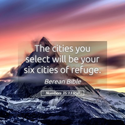 Picture 05 - Numbers 35:13 BSB - The cities you select will be your six cities of - Bible Verse Picture