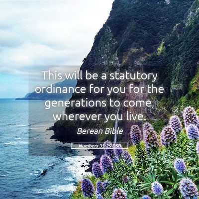 Picture 05 - Numbers 35:29 BSB - This will be a statutory ordinance for you for - Bible Verse Picture