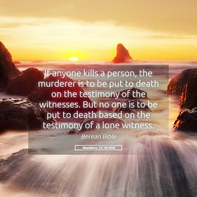 Picture 05 - Numbers 35:30 BSB - If anyone kills a person, the murderer is to be - Bible Verse Picture