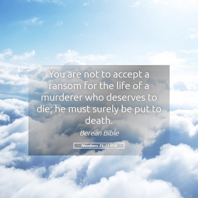 Picture 05 - Numbers 35:31 BSB - You are not to accept a ransom for the life of a - Bible Verse Picture