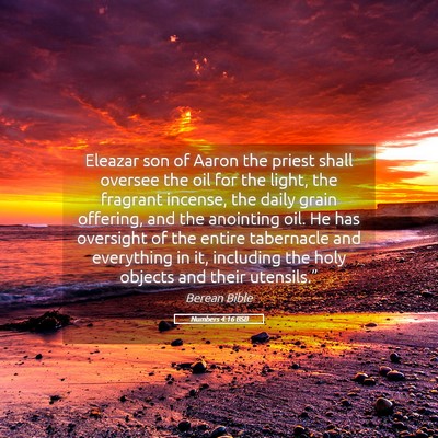 Picture 05 - Numbers 4:16 BSB - Eleazar son of Aaron the priest shall oversee the - Bible Verse Picture