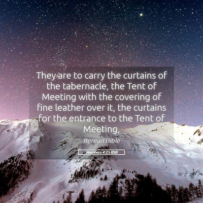 Picture 05 - Numbers 4:25 BSB - They are to carry the curtains of the tabernacle, - Bible Verse Picture
