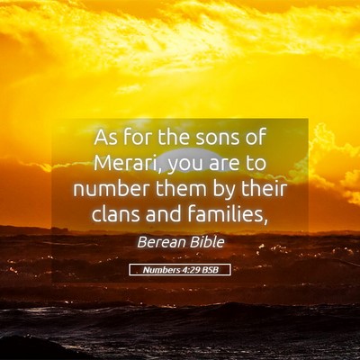 Picture 05 - Numbers 4:29 BSB - As for the sons of Merari, you are to number them - Bible Verse Picture