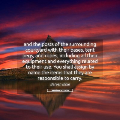 Picture 05 - Numbers 4:32 BSB - and the posts of the surrounding courtyard with - Bible Verse Picture