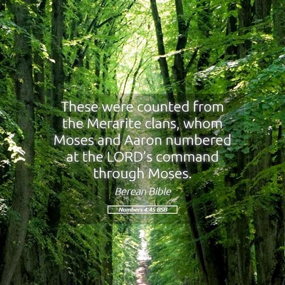 Picture 05 - Numbers 4:45 BSB - These were counted from the Merarite clans, whom - Bible Verse Picture