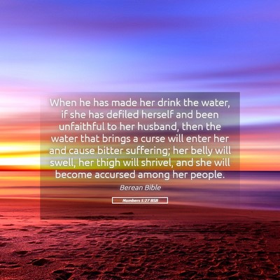 Picture 05 - Numbers 5:27 BSB - When he has made her drink the water, if she has - Bible Verse Picture