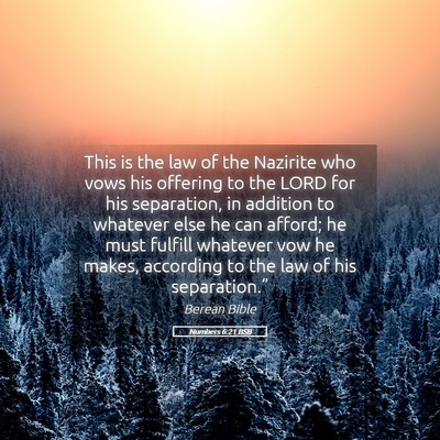 Picture 05 - Numbers 6:21 BSB - This is the law of the Nazirite who vows his - Bible Verse Picture