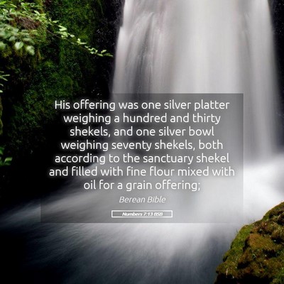 Picture 05 - Numbers 7:13 BSB - His offering was one silver platter weighing a - Bible Verse Picture