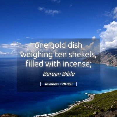 Picture 05 - Numbers 7:20 BSB - one gold dish weighing ten shekels, filled with - Bible Verse Picture