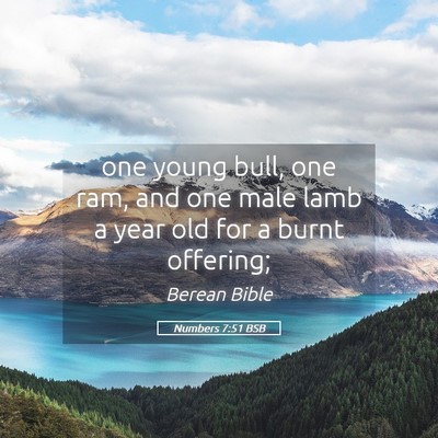 Picture 05 - Numbers 7:51 BSB - one young bull, one ram, and one male lamb a year - Bible Verse Picture