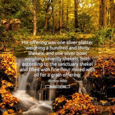 Picture 05 - Numbers 7:67 BSB - His offering was one silver platter weighing a - Bible Verse Picture