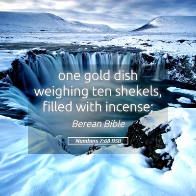 Picture 05 - Numbers 7:68 BSB - one gold dish weighing ten shekels, filled with - Bible Verse Picture