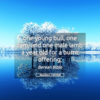 Picture 05 - Numbers 7:69 BSB - one young bull, one ram, and one male lamb a year - Bible Verse Picture