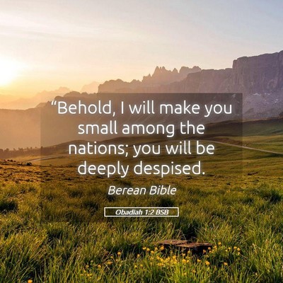 Picture 05 - Obadiah 1:2 BSB - “Behold, I will make you small among the - Bible Verse Picture