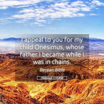 Picture 05 - Philemon 1:10 BSB - I appeal to you for my child Onesimus, whose - Bible Verse Picture