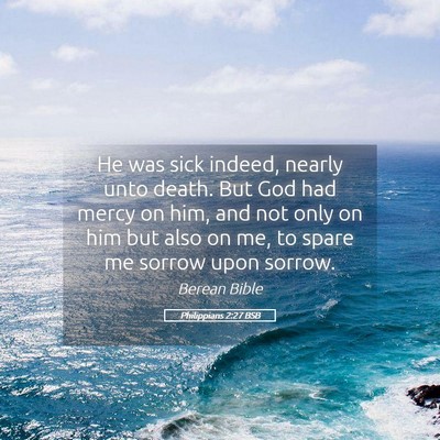 Picture 05 - Philippians 2:27 BSB - He was sick indeed, nearly unto death. But God - Bible Verse Picture