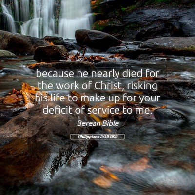 Picture 05 - Philippians 2:30 BSB - because he nearly died for the work of Christ, - Bible Verse Picture