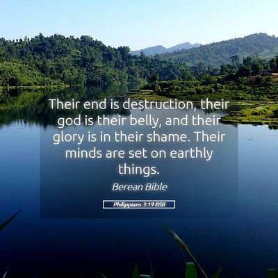Picture 05 - Philippians 3:19 BSB - Their end is destruction, their god is their - Bible Verse Picture