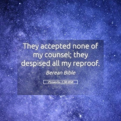 Picture 05 - Proverbs 1:30 BSB - They accepted none of my counsel; they despised - Bible Verse Picture