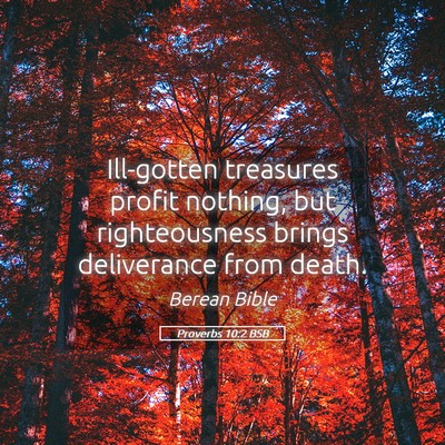 Picture 05 - Proverbs 10:2 BSB - Ill-gotten treasures profit nothing, but - Bible Verse Picture