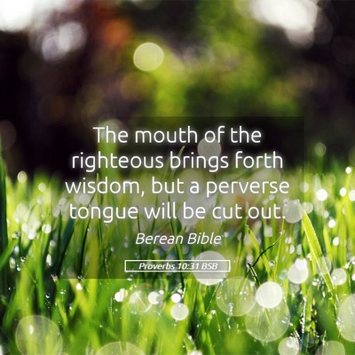 Picture 05 - Proverbs 10:31 BSB - The mouth of the righteous brings forth wisdom, - Bible Verse Picture