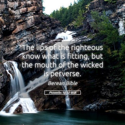 Picture 05 - Proverbs 10:32 BSB - The lips of the righteous know what is fitting, - Bible Verse Picture
