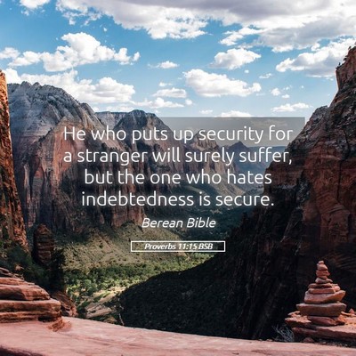 Picture 05 - Proverbs 11:15 BSB - He who puts up security for a stranger will - Bible Verse Picture