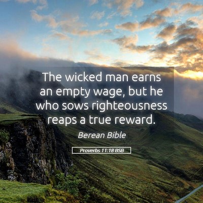 Picture 05 - Proverbs 11:18 BSB - The wicked man earns an empty wage, but he who - Bible Verse Picture