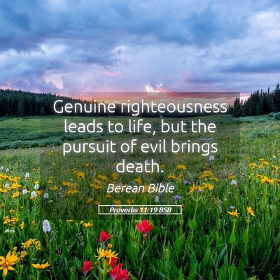 Picture 05 - Proverbs 11:19 BSB - Genuine righteousness leads to life, but the - Bible Verse Picture