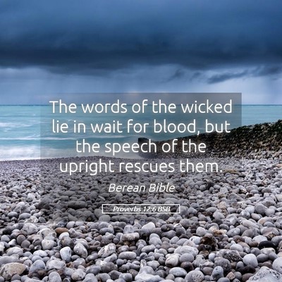 Picture 05 - Proverbs 12:6 BSB - The words of the wicked lie in wait for blood, - Bible Verse Picture