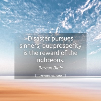 Picture 05 - Proverbs 13:21 BSB - Disaster pursues sinners, but prosperity is the - Bible Verse Picture
