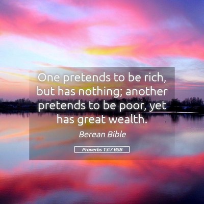 Picture 05 - Proverbs 13:7 BSB - One pretends to be rich, but has nothing; another - Bible Verse Picture