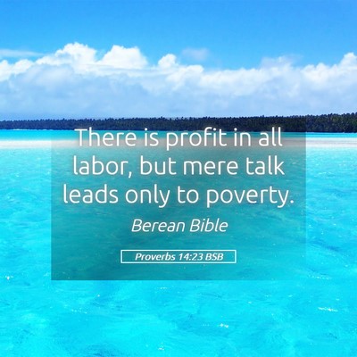 Picture 05 - Proverbs 14:23 BSB - There is profit in all labor, but mere talk leads - Bible Verse Picture