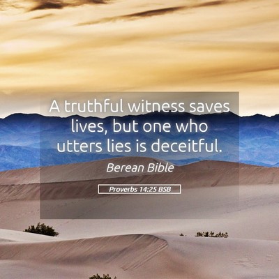 Picture 05 - Proverbs 14:25 BSB - A truthful witness saves lives, but one who - Bible Verse Picture
