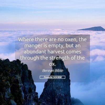 Picture 05 - Proverbs 14:4 BSB - Where there are no oxen, the manger is empty, but - Bible Verse Picture