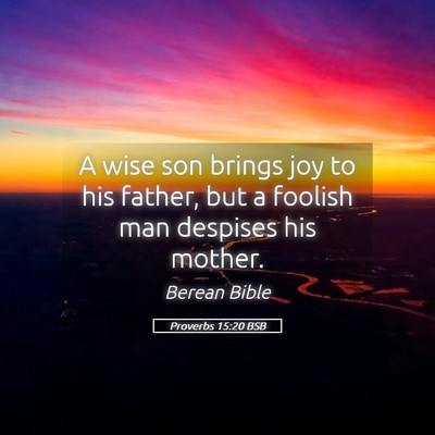 Picture 05 - Proverbs 15:20 BSB - A wise son brings joy to his father, but a - Bible Verse Picture